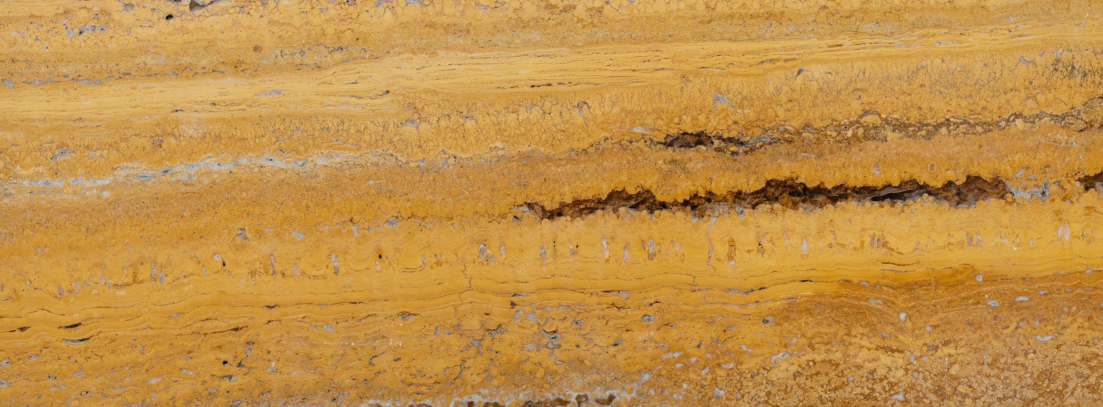 Yellow Travertine vein cut filled and polished